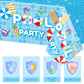 3 Pieces Pool Party Tablecloths For Summer Beach Decorations Plastic Disposable Pool Surfboard Party Table Covers For Rectangle Tables Hawaiian Birthday Baby Shower Party Supplies Favors
