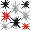 TONIFUL 8 Pcs Black Silver Red Foil Balloons Large Star Balloons Explosion Star Mylar Balloons for Party Backdrop Christmas New 
