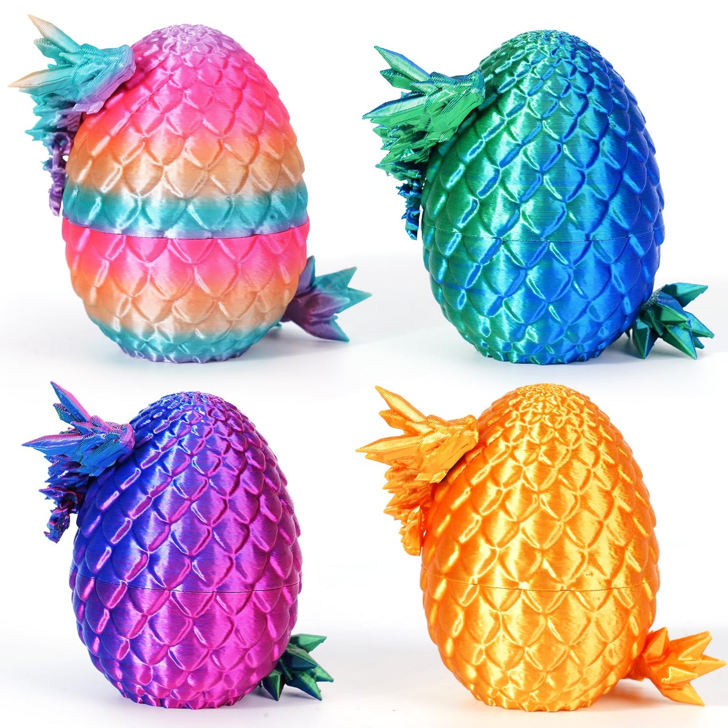 Yilcer 4Pcs 3D Printed Dragon Eggs With Dragon Inside Mini Dragon Egg Set Easter Eggs Articulated Dragon Mystery Dragon Egg Fidget Toy Surprise 3D Printed Animals Toy Set (Multicolor3-4Pcs)