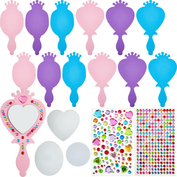 Liliful 12 Pack Princess Foam Mirror Kits Decorate Your Own Princess Mirrors Party Supplies Kids Unbreakable Toy Crafts For Girls Party Favors Birthday Diy Decorations(Cute)
