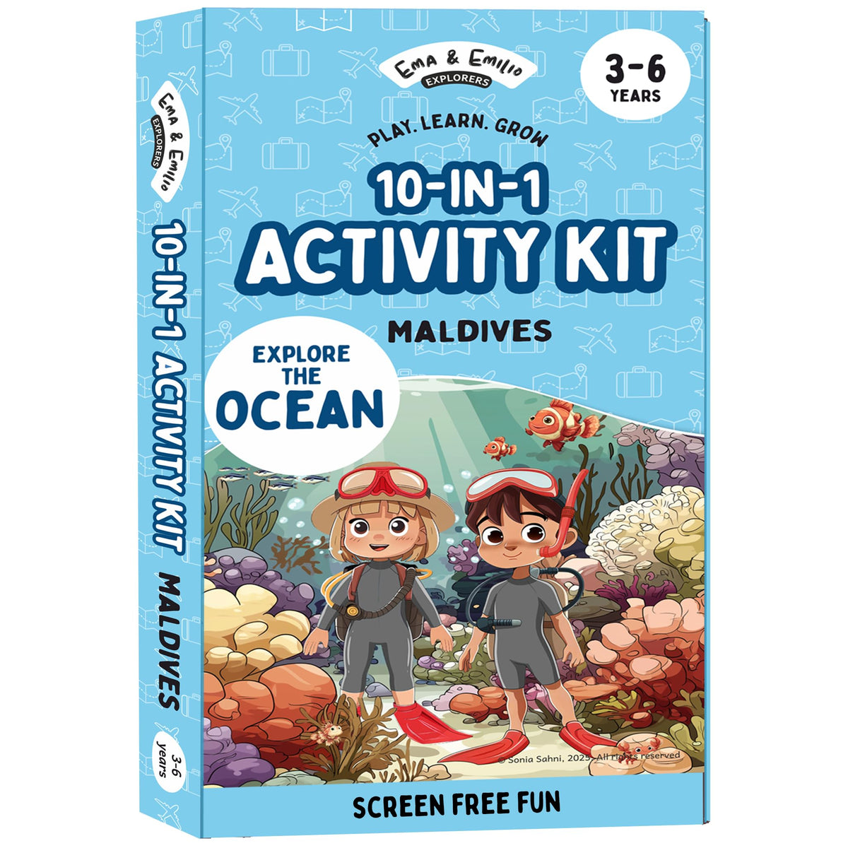10in1 Activity Kit for Kids Age 36 (Maldives) | 10 Learning Activities for Brain Development, Logic & Fine Motor Skills | Scr