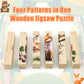 Cjiangpo Wooden Animal Chunky Puzzles - 4 In 1 Woodland Animal Puzzle Blocks Sensory Toys For Toddlers 2+ Years, Realistic Recta