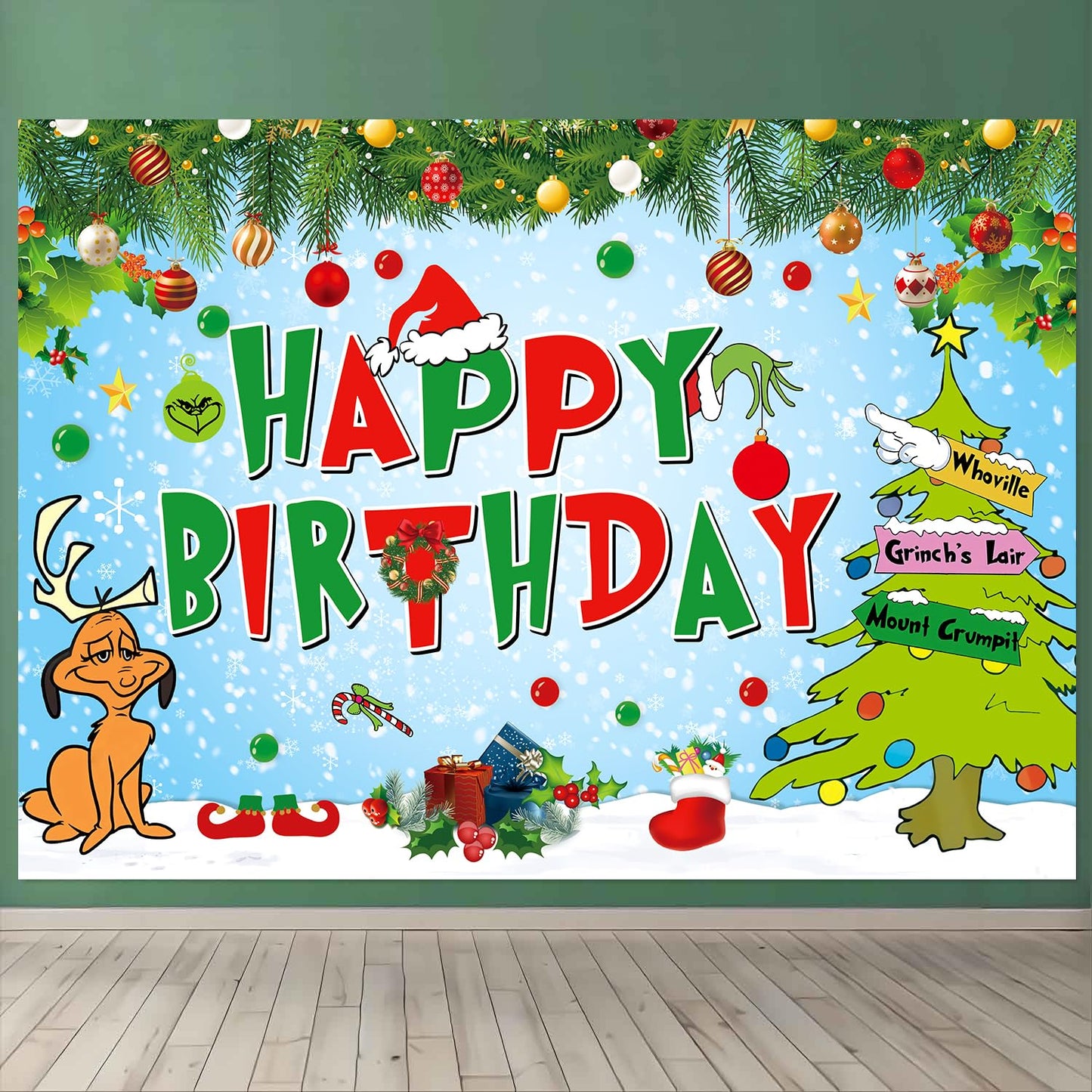 DIZHI Green Vinyl Happy Birthday Party Backdrop Banner 5x3ft for Photography Booth Props Baby Shower Decor Model DZ-22080801