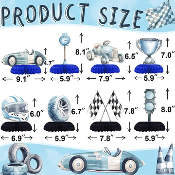 Hapibidesign Race Car Party Decorations - Honeycomb Centerpieces For Racing Birthday Decor - Race Car Table Decoration For Kids
