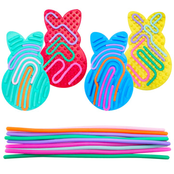 4 Pcs Easter Bunny Sensory Activity Board Toys Double-Side Silicone Fidget Toy For Kids Boys Girls Calming For Anxiety Easter Ba