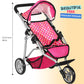 Fash N Kolor Baby Doll Stroller - Adjustable Canopy, Toy Storage, Foldable, Denim Pink, 6 x 1 Inches, Metal