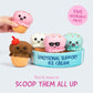 Emotional Support Ice Cream Cones By Relatable, Cuddly Stuffed Animals And Toys, Squishy Toys And Plushies, Great Gift Ideas For Loved Ones Of All Ages, Includes 5 Plushies With Carrying Basket