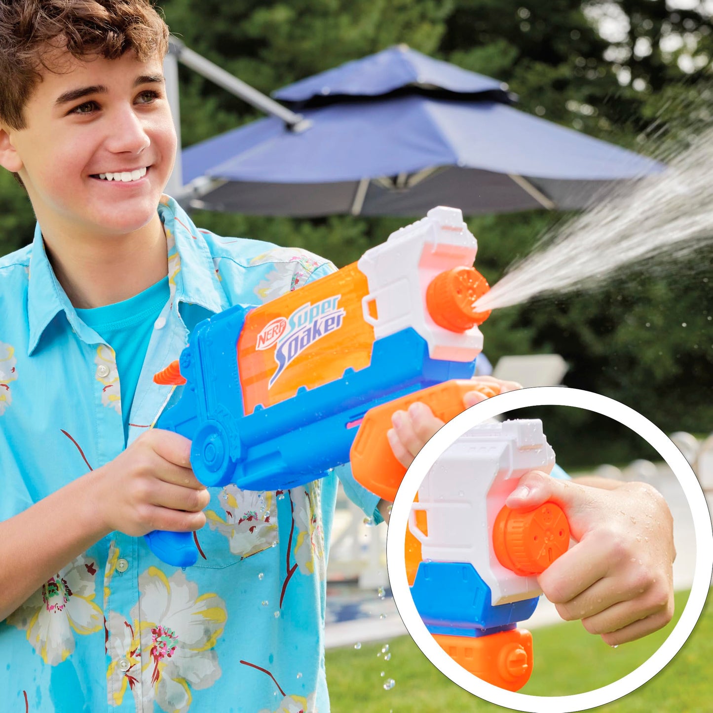 Nerf Super Soaker Flip Fill Water Blaster, 4 Spray Styles, Fast Fill, 887 Millilitre Tank, Water Toys