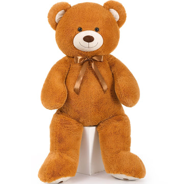 Morismos Giant Teddy Bear Stuffed Animal 4Ft, Big Teddy Bear Plush For Baby Shower, Life Size Stuffed Bear Gifts For Kids, Girls, Girlfriend, Women On Valentine, Christmas, Birthday(Brown)
