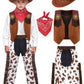 Sicypoty Kids Cowboy Costume Boys Girls Brown Western Costume Outfit For Halloween Cosplay 5-7 Years