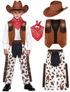 Sicypoty Kids Cowboy Costume Boys Girls Brown Western Costume Outfit For Halloween Cosplay 5-7 Years