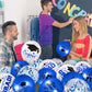 Whaline 60Pcs Graduation Party Balloon Set 7 Designs Blue White Confetti Latex Balloon With 2 Rolls Blue Ribbon Class Of 2024 Grad Cap Congrats Grad Balloon For Graduation Party Decoration Supplies