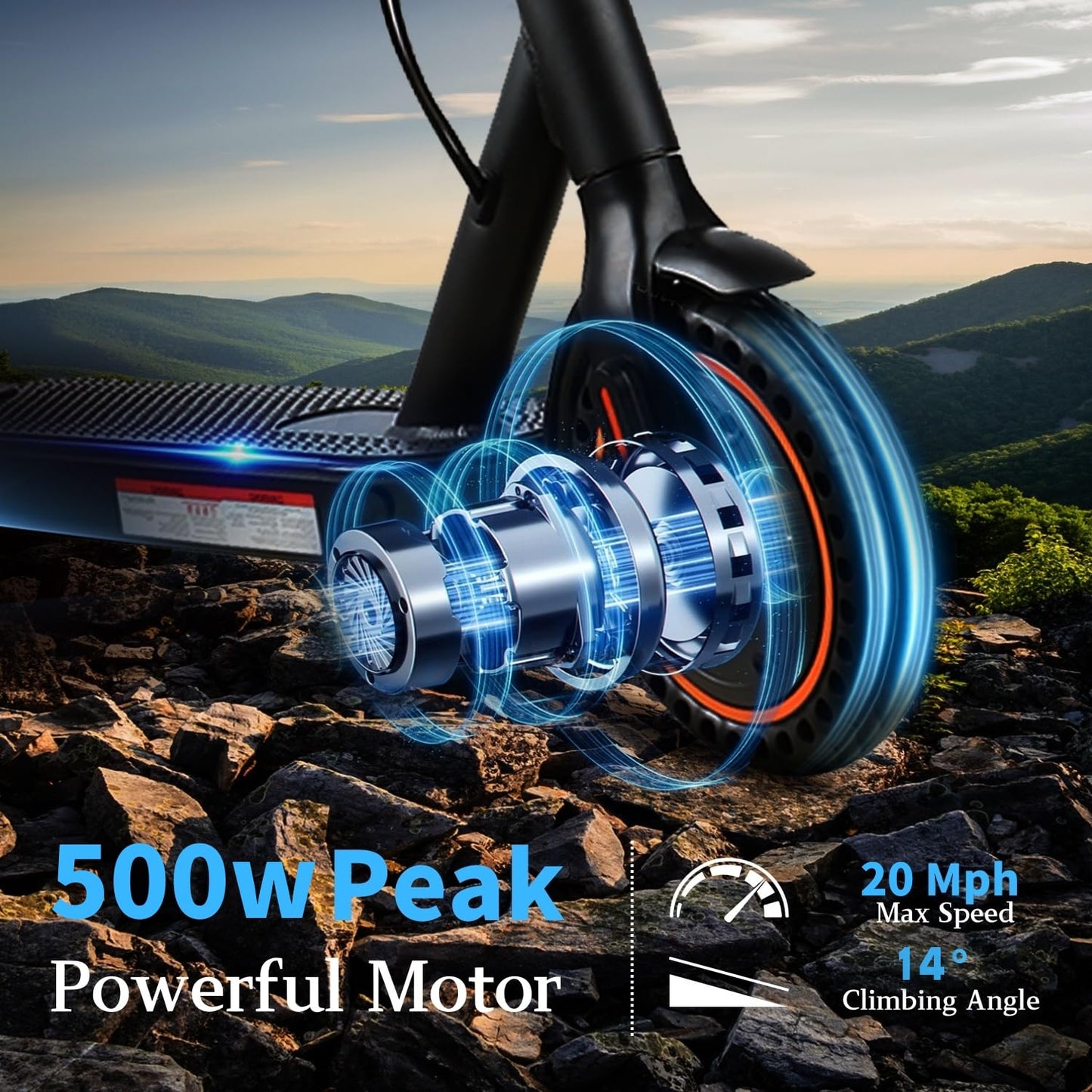 Electric Scooter 500W Motor 18-21 Mile Range & 20Mph Speed  8.5''Solid Tires mature-themed Electric Scooter  Foldable Commuter Electric Scooter with APP Cruise Control  Front and Rear Lights (Black)