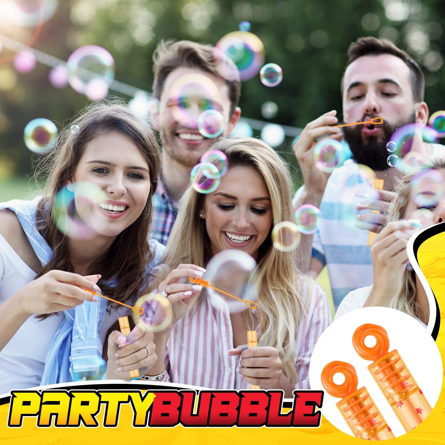 Rotatingpals 32 Pcs Bubble Wands Set - Red Star Print & Orange - 4.13" Plastic Party Favors for Birthdays, Weddings, & School Prizes