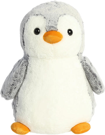 Aurora Playful Pompom Penguin Stuffed Animal - Vibrant Companions - Endless Fun - Gray 16 Inches