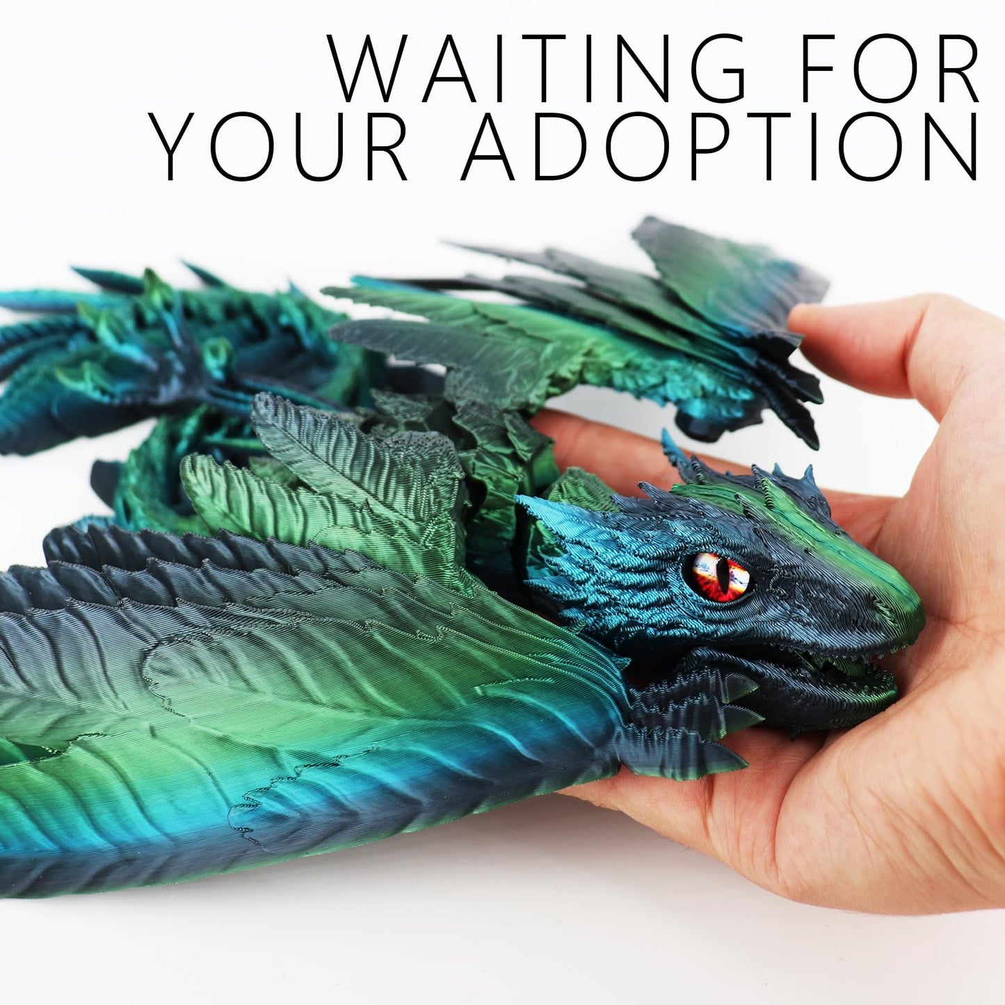 ACOCOFE 3D Printed Dragon Feathered Wyvern Dragon Toys,16 inch Large Fidget Articulated Dragon with Wings,Large Desktop Pet 3D P