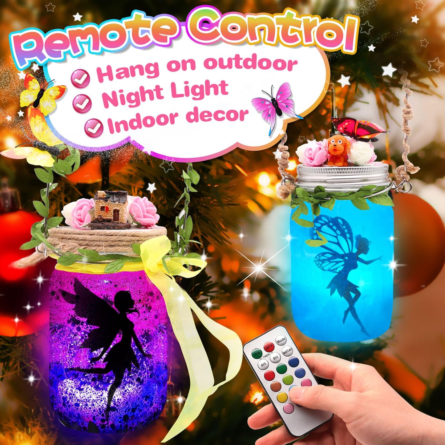 Alritz Fairy Lantern Craft Kit - DIY Mason Jar Night Light, Multicolor, Glass, Ages 4-11, Creative Garden Decorations