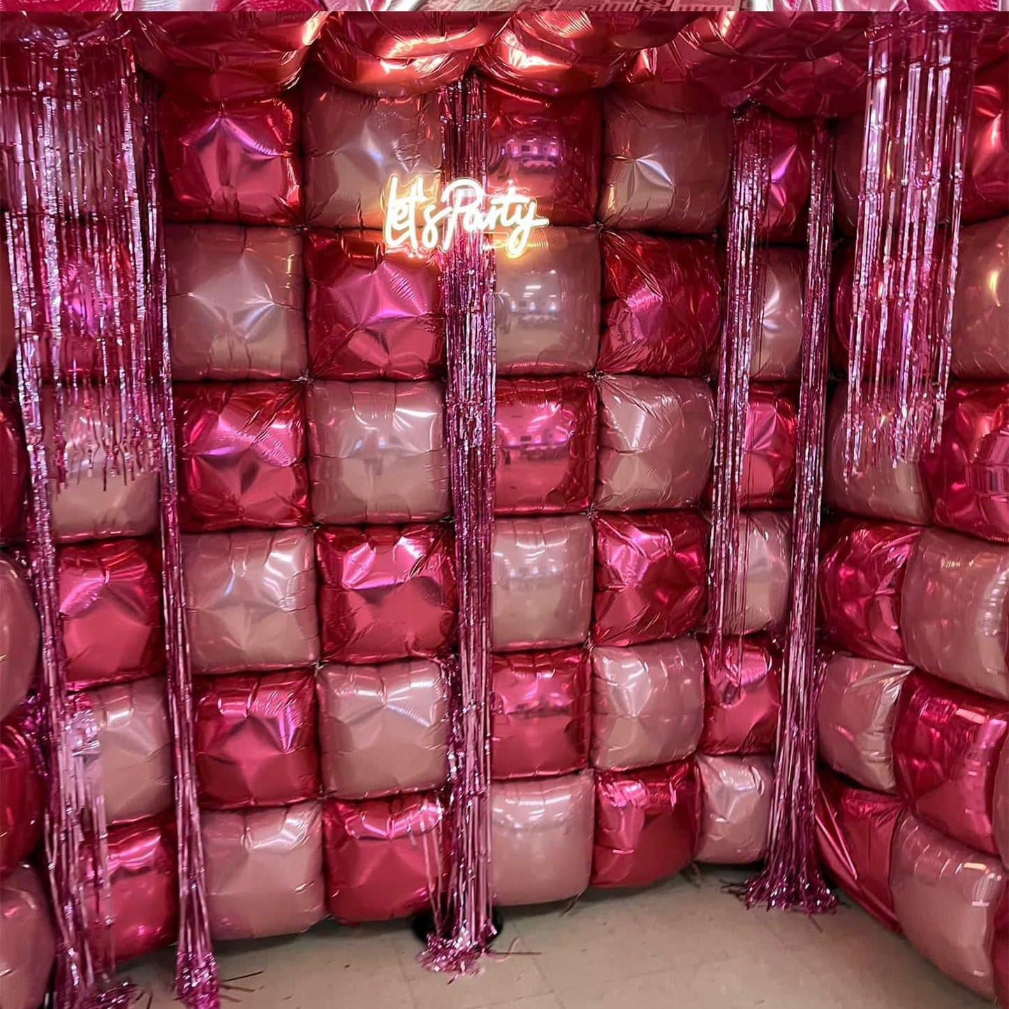 OTLGEUA Hot Magenta Pink Foil Balloon Arch Kit - Double Sided Metallic Backdrop for Parties, 23"x26"x2"