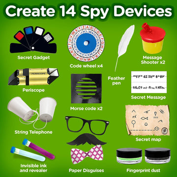Kids Spy Kit, Explore 15 Secret Missions & Create 14 Detective Gadgets - Birthday For 7, 8,9,10 Year-Old Boy