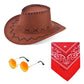 Zzihan Kids Cowgirl Costume Dress Outfits For Girls Role Play Cowboy Cowgirl Hat Bandanas Belt Sunglasses Dress Up Accessories F