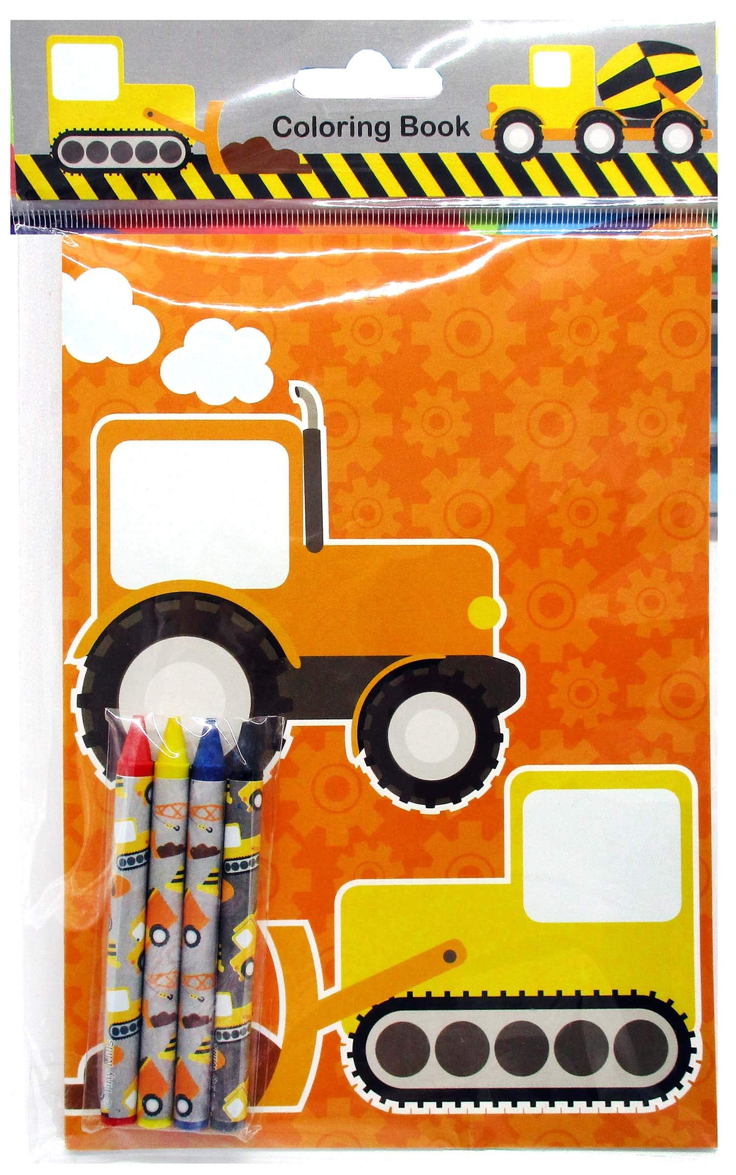 Tiny Mills Construction Trucks Coloring Book with Crayons Party Favors, 12 Coloring Books and 48 Crayons Birthday Party Supplies