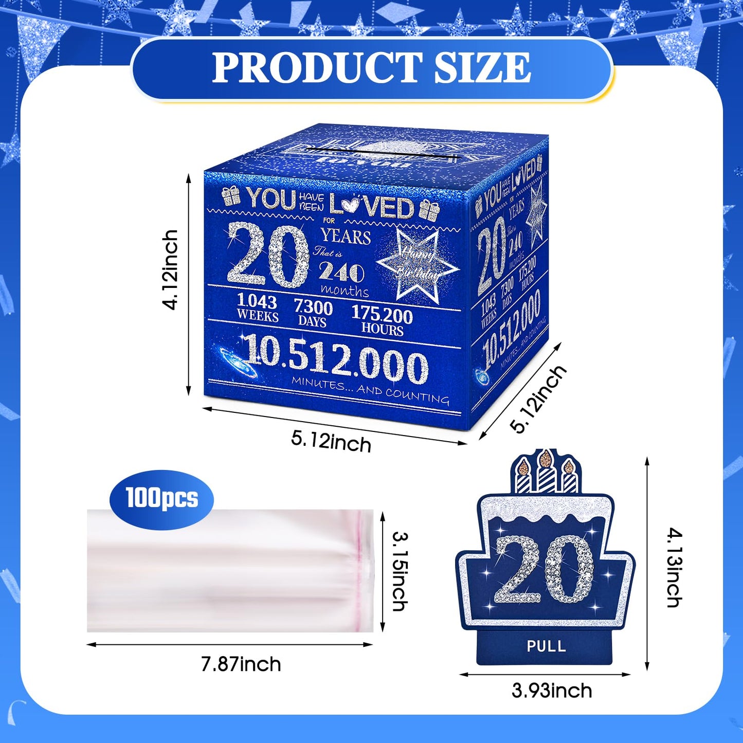 Toyeishi 20 Happy Birthday Money Box For Cash Gift, 20Th Birthday Decorations For Him And Her, Gifts For 20 Year Old Men, Male B