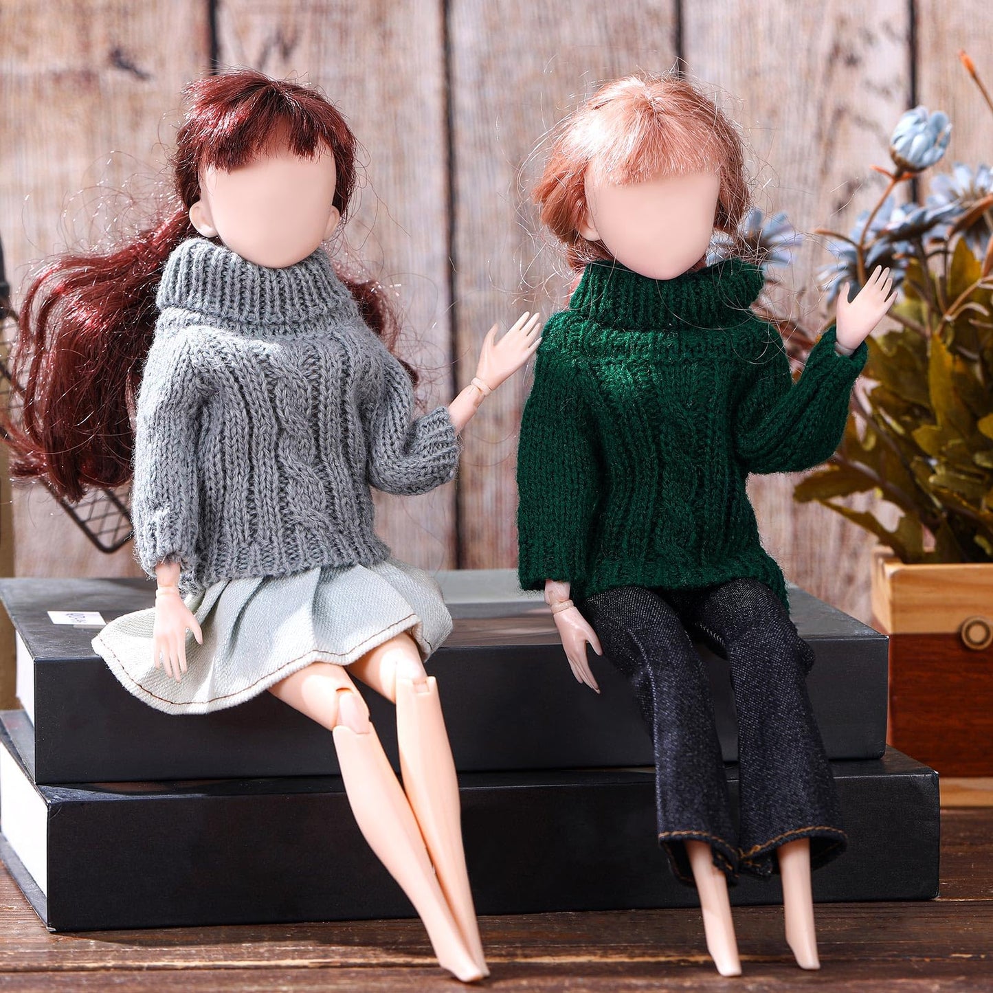 Fourluoo 6 Pcs Doll Clothes 11.8 Inch Doll Accessories Clothes Sweater Set Knitted Clothing For Doll Dress Up For Party Birthday