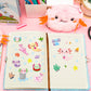 CY2SIDE 6PCS Axolotl Diary with Lock and Keys for Kids, Axolotl Plush Secret Journal Diary Journal Set Included Scrapbook Pen St