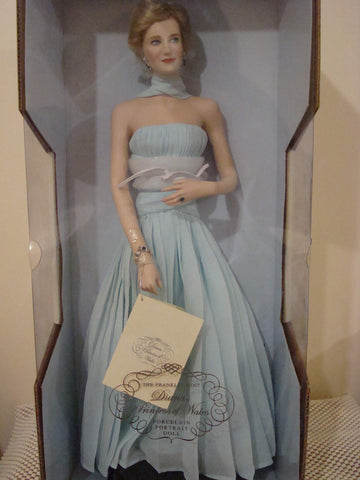 Diana, Princess Of Wales Porcelain Portrait Doll~Dazzling Blue Chiffon Gown