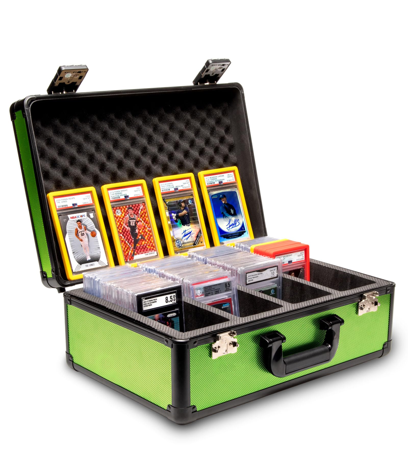 SLAB protective covering 4 Row Graded Card Storage Box PSA Card Slab Case For Graded cards Holds 160+ Slabs Graded Card Case for PSA Slab Box Graded Card Storage Sports Baseball Card Collector Gifts ( LIME GREEN )