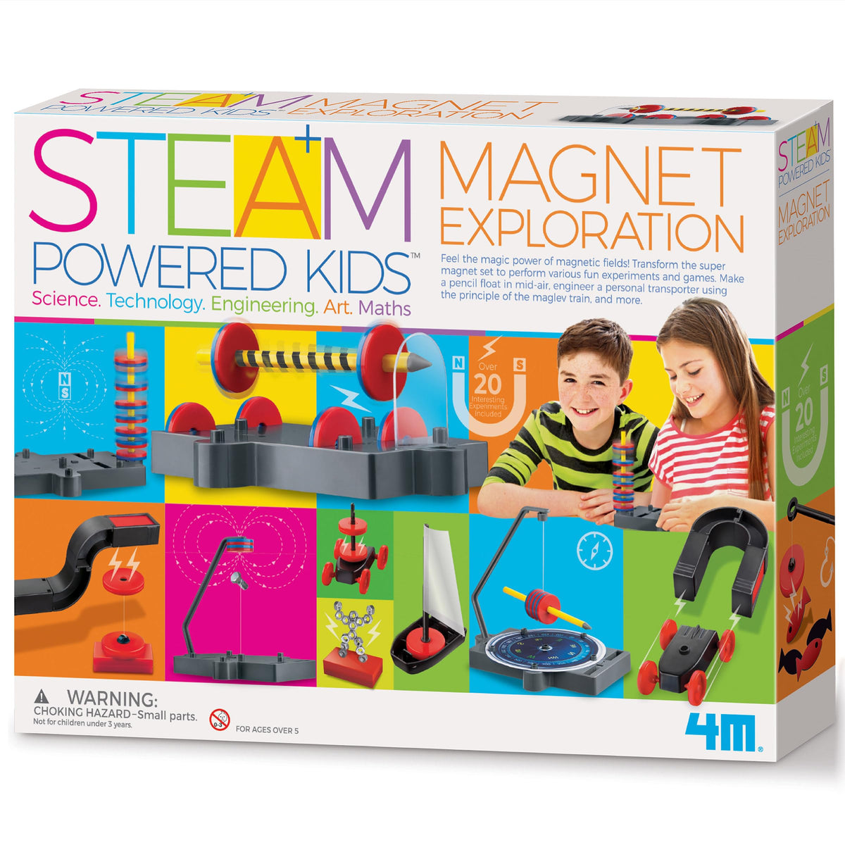 4M Magnet Science Kit for Kids Ages 5+  20+ HandsOn Experiments with 40+ Components, Build Maglev Transporter, Magnetic Racer,