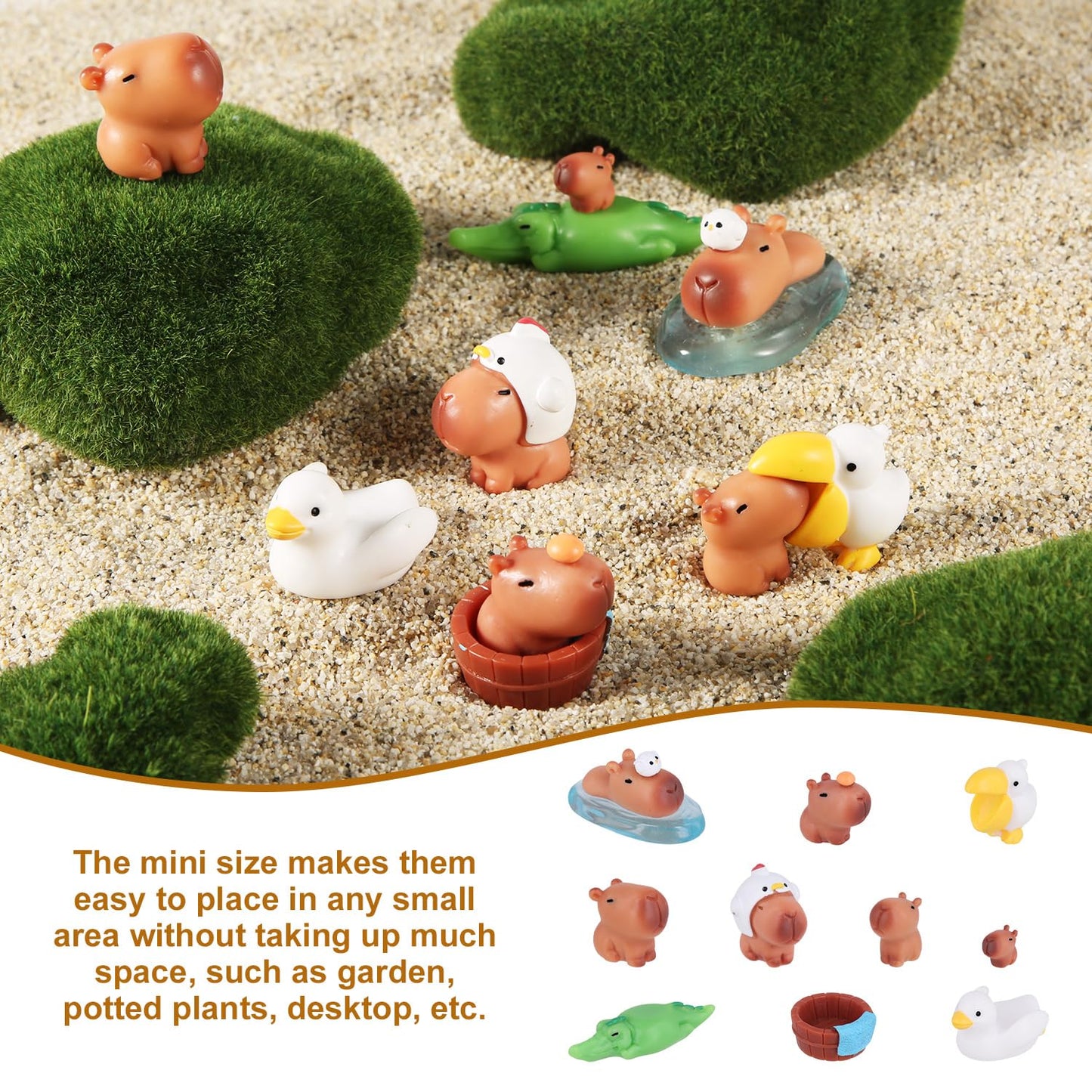 10Pcs Mini Resin Capybara, Miniature Capybara Figures Figurines Tiny Capybara Figures Miniature Garden Accessories Mini Resin Animals Ornaments For Bonsai Miniature Landscape Desktop Dollhouse