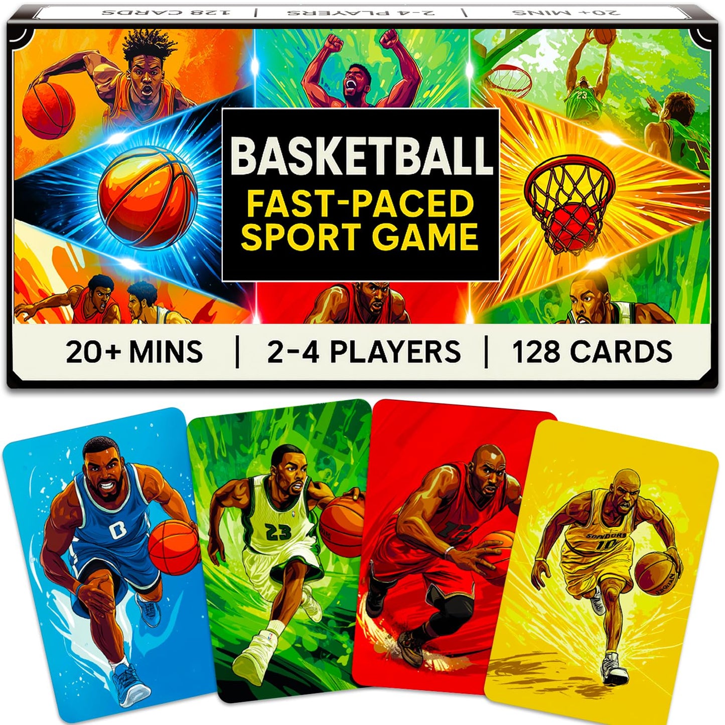 Quokka Basketball Fast-Paced Card Game For Kids & Adults - 128 Cards & Easy Rules - Quick & Fun Matching Game - 2-8 Players - Ag