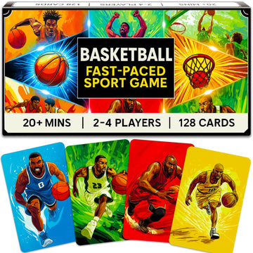 Quokka Basketball Fast-Paced Card Game For Kids & Adults - 128 Cards & Easy Rules - Quick & Fun Matching Game - 2-8 Players - Ag