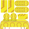Qyeahkj 24 Guests Softball Party Decorations Paper Plates And Napkins Tablecloth Set Softball Disposable Birthday Party Tablewar