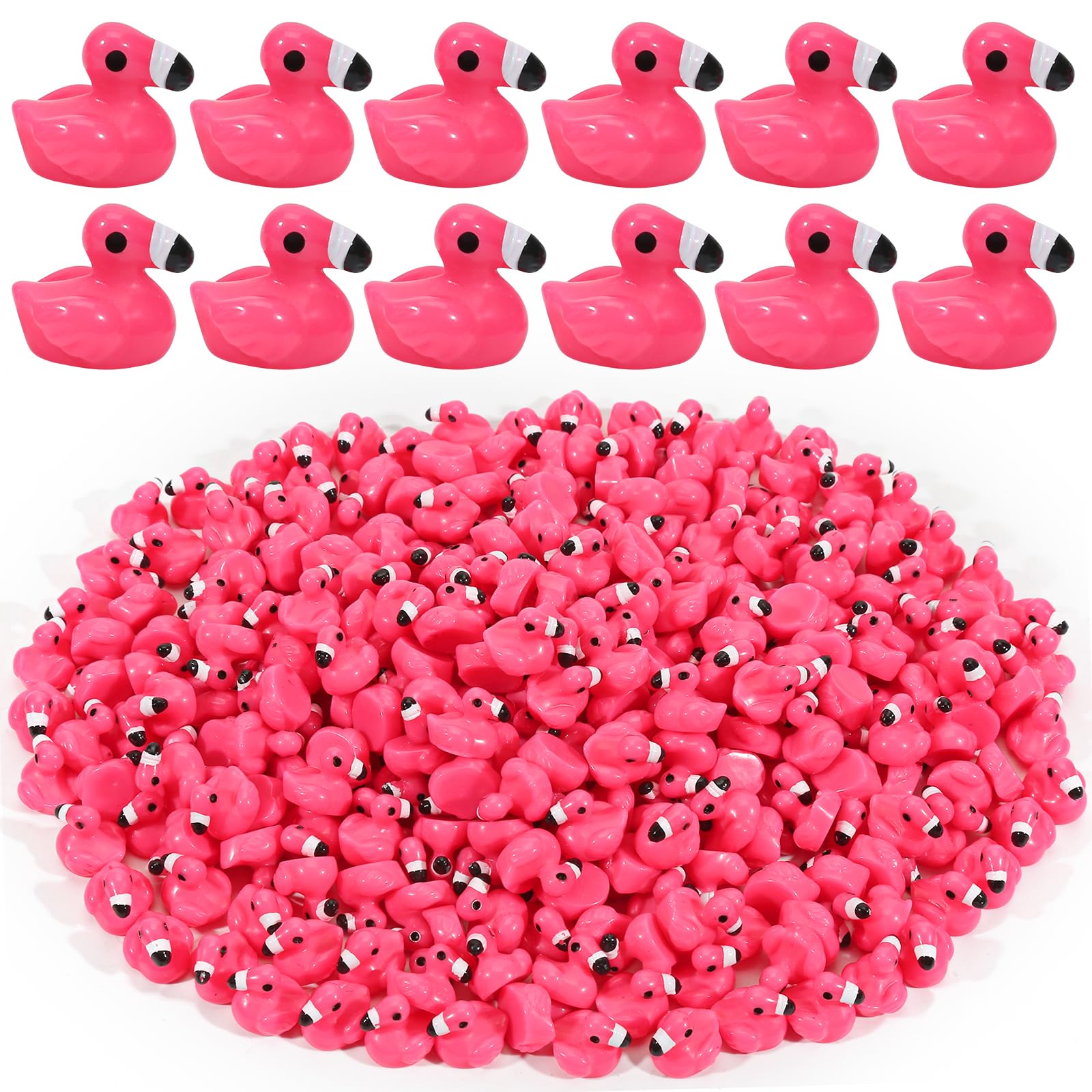 200 Pcs Mini Resin Flamingo Ducks  Pink Flamingo Figurine Tiny Animal Figures for DIY Garden Landscape Aquarium Hide and Seek Dollhouse Birthday Party Gifts
