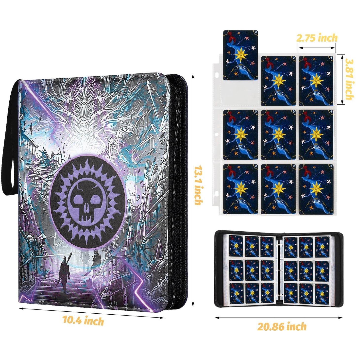 Card Binder for MTG Cards  enhanced 9 Pocket Card Binder for Trading Cards  720 Double Sided Pocket Collector Card Album for Standard Cards Card Collection Folder for YGO/PTCG/Game Cards (Purple Print)