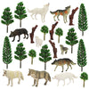 Onest 29 Pieces Mini Wolf Figurines Set Miniature Model Wolves Tree Toys Wolves Cake Toppers Decoration Small Wolf Figures For K