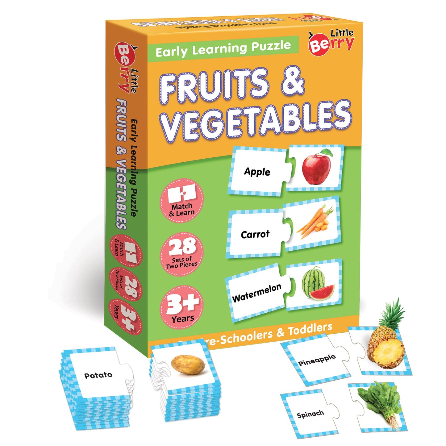 Little Berry Fruit & Vegetable Early Learning Puzzle For Kids | 42 Thick Puzzle Pieces, 21 SelfCorrecting 2Piece Jigsaw Puzzle