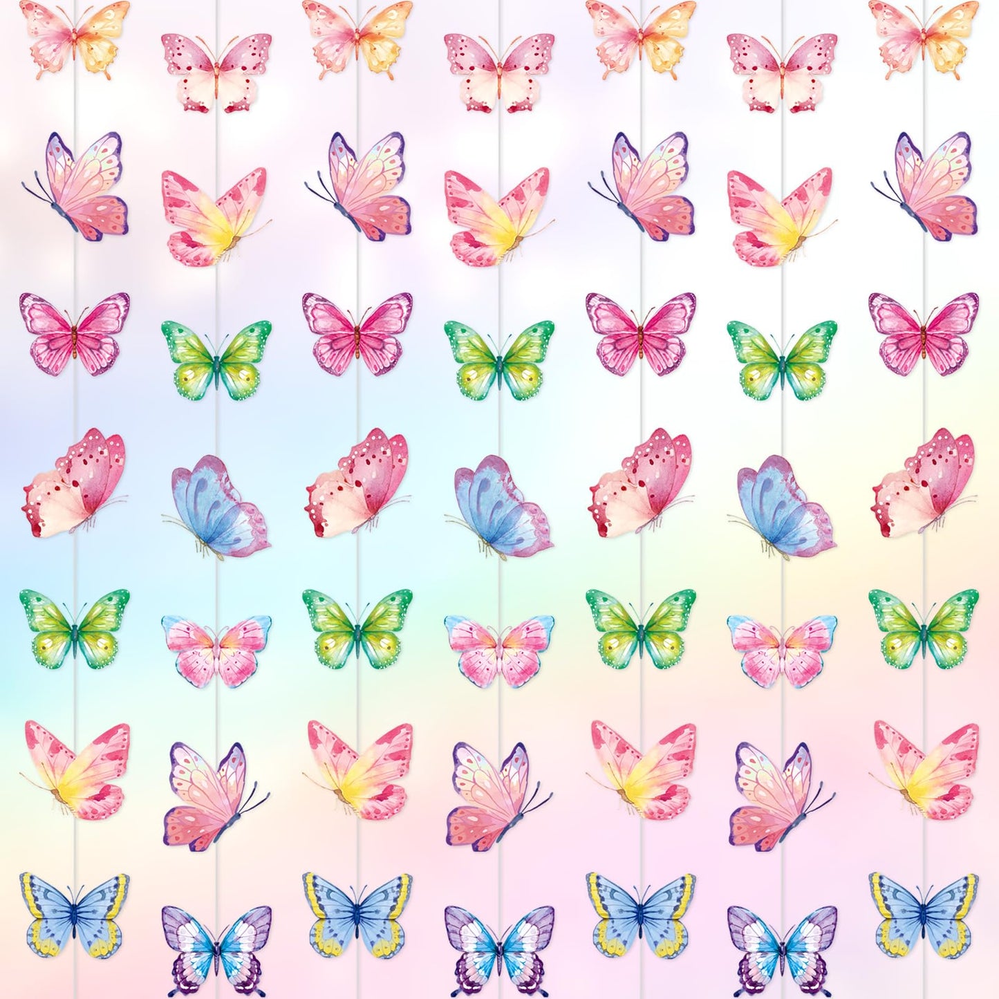 Capoda 8 Pcs Butterfly Birthday Banner Decoration Summer Butterfly Paper Garlands Hanging Ceiling Cutouts Decor for Baby Shower 