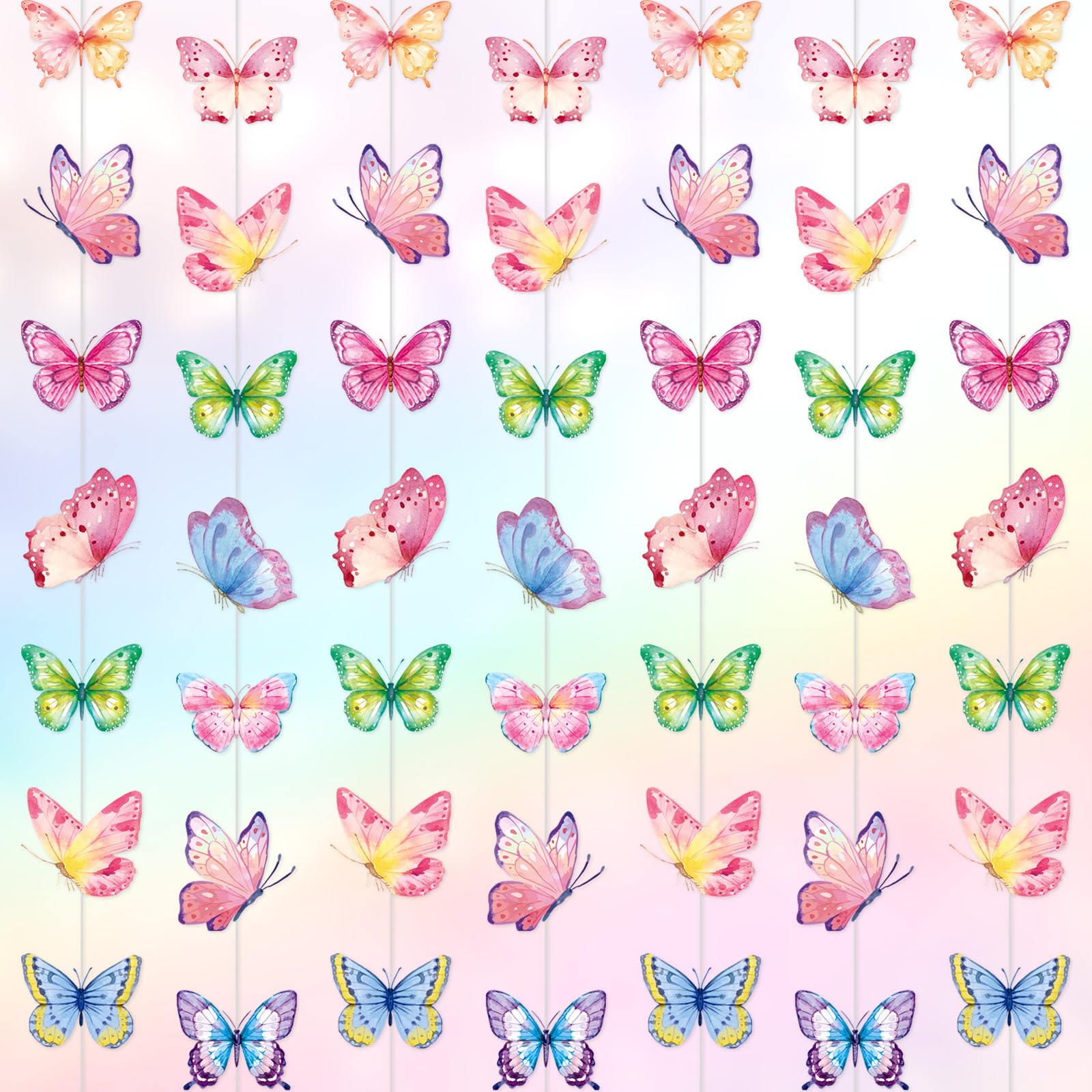 Capoda 8 Pcs Butterfly Birthday Banner Decoration Summer Butterfly Paper Garlands Hanging Ceiling Cutouts Decor for Baby Shower 