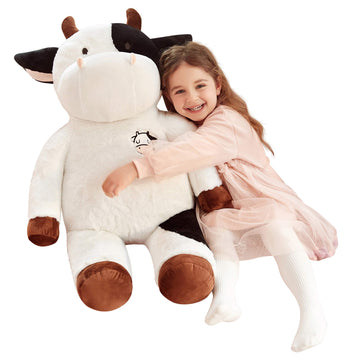 Ikasa Giant Cow Stuffed Animal, 30 Inches Big Plush Toy,Large Cute Jumbo Soft Toys,Huge Size Fluffy Plushy Fat Plushie,Gifts For Kids