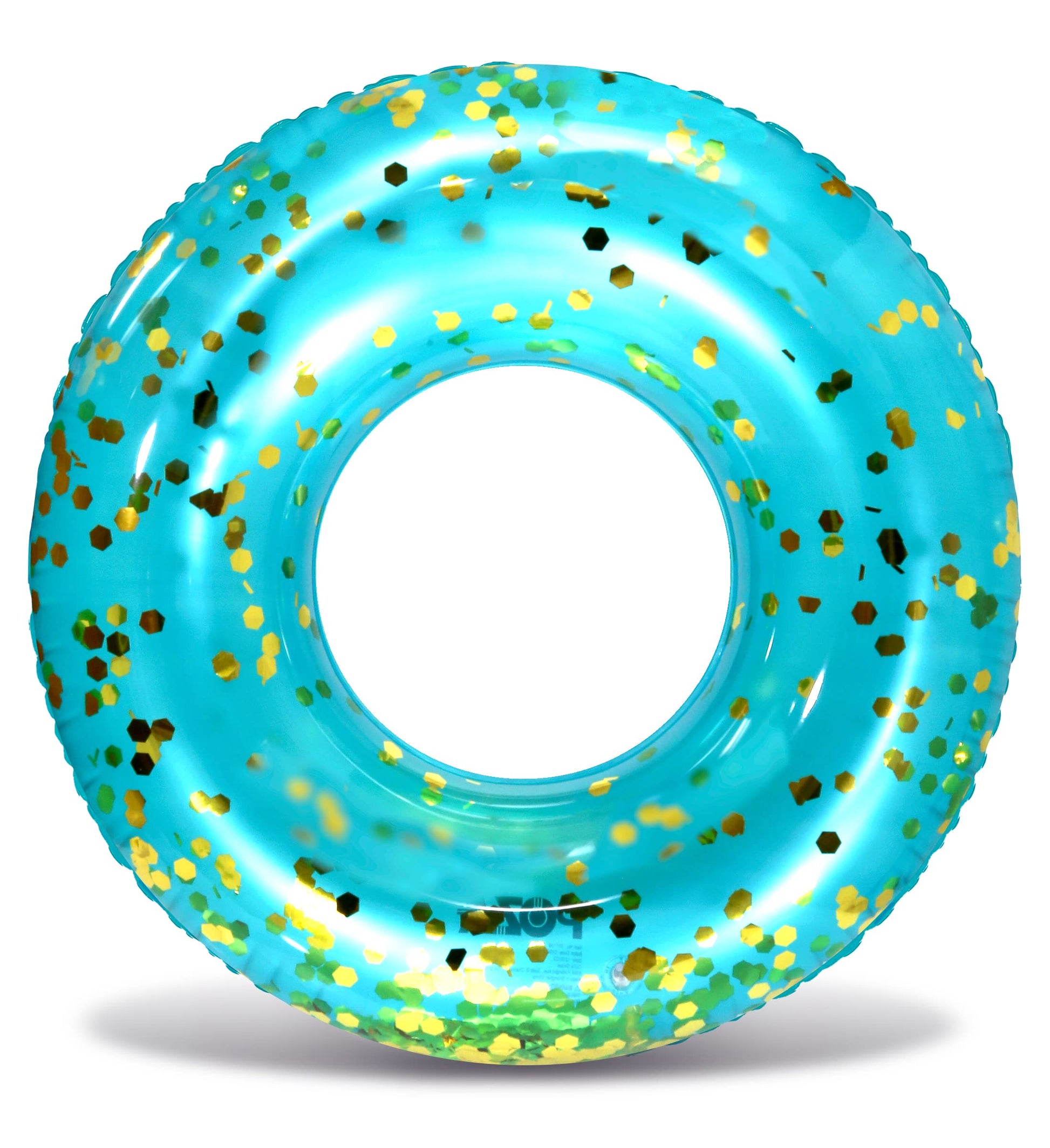 CoTa Global Inflatable Pool Float Tube - enhanced Sparkly Confetti Pool Float  Inflatable Tube Ring Pool Float for Kids and mature-themeds  Heavy Duty Pool Ring Party Float for Beach  Lake - 36 Inch  Blue Gold