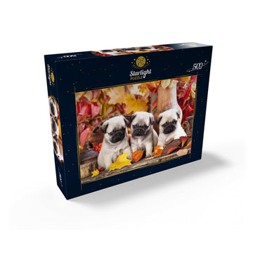 MyPuzzle Pug Puppies - enhanced 500 Piece Jigsaw Puzzle - Made in USA
