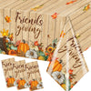 Friendsgiving Party Decorations-3Pcs Friendsgiving Tablecloth Fall Maple Leaves Pumpkin Friendsgiving Table Cover For Friendsgiv
