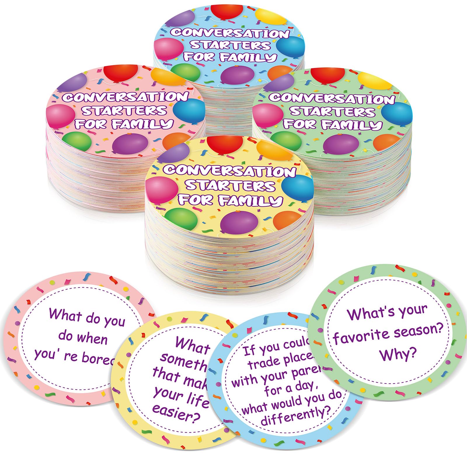 Pasimy 100 Pcs Family Conversation Cards Bulk Kids Question Card Games Fun Conversation Starters Cards Game for Kid mature-themed Family Road Trips Build Parent Child Relationship