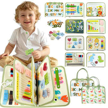 Aurasys Toddler Busy Board for 1 2 3 4 Year Old - Montessori Busy Book Travel Toys Sensory Board Educational Activity Book for L