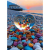 Beach Sunset Heart Jigsaw Puzzle 1000 Pieces for mature-themeds Colorful Pebbles Coastal Scene Challenging Puzzle Games enhanced 1000-Piece Puzzle for Game Night or Gift