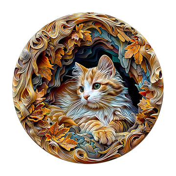 Wooden Puzzle For Adults-3D Vision Effect Cat Wooden Puzzle Unique Shape Advanced Wooden Jigsaw Puzzle For Adult, Wood Puzzles,C