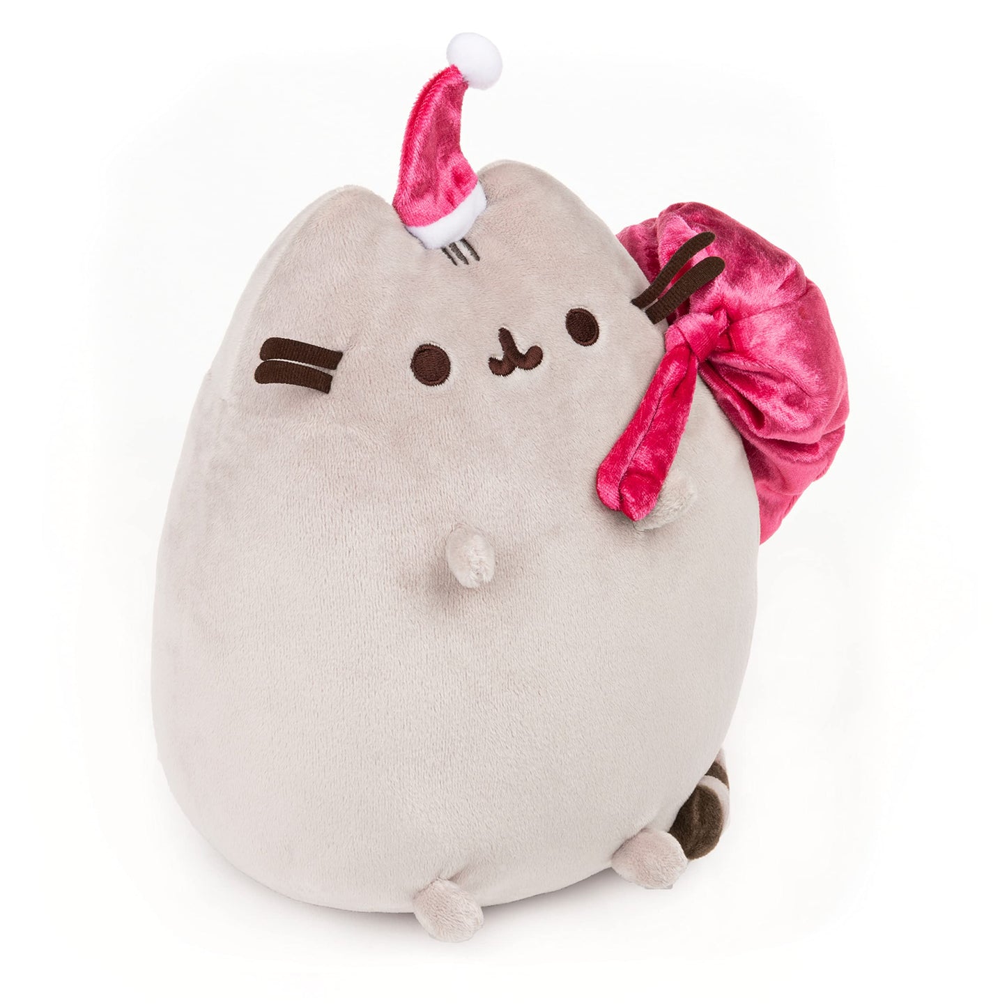 Gund Santa Claws Pusheen Holiday Plush Stuffed Animal Cat, Gray And Pink, 9.5